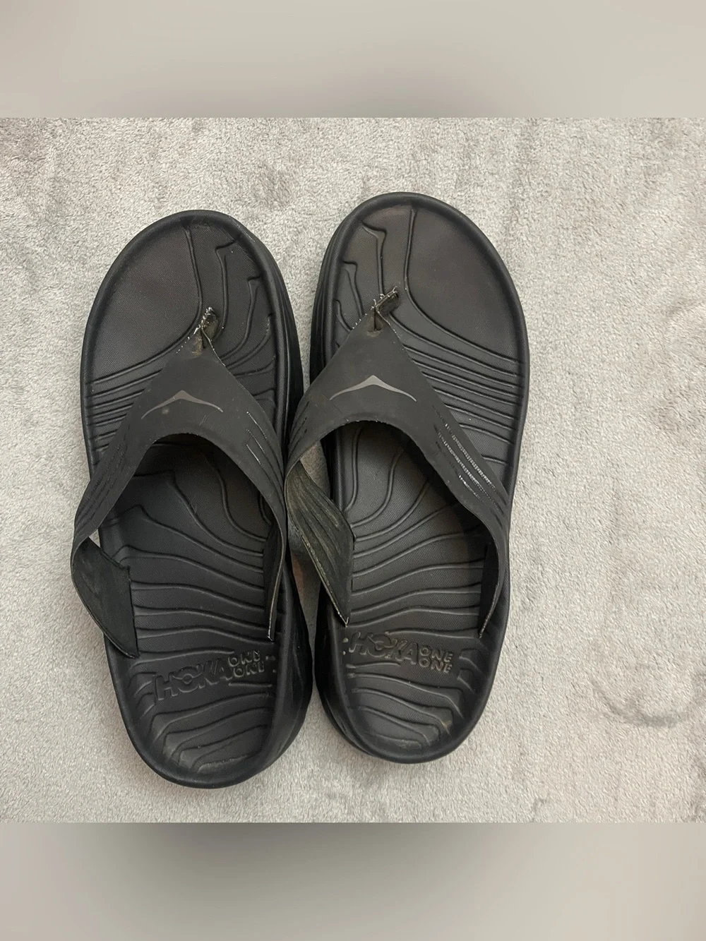 Hoka One One Ora Recovery Flip Sandals Black Anthracite Mens 11